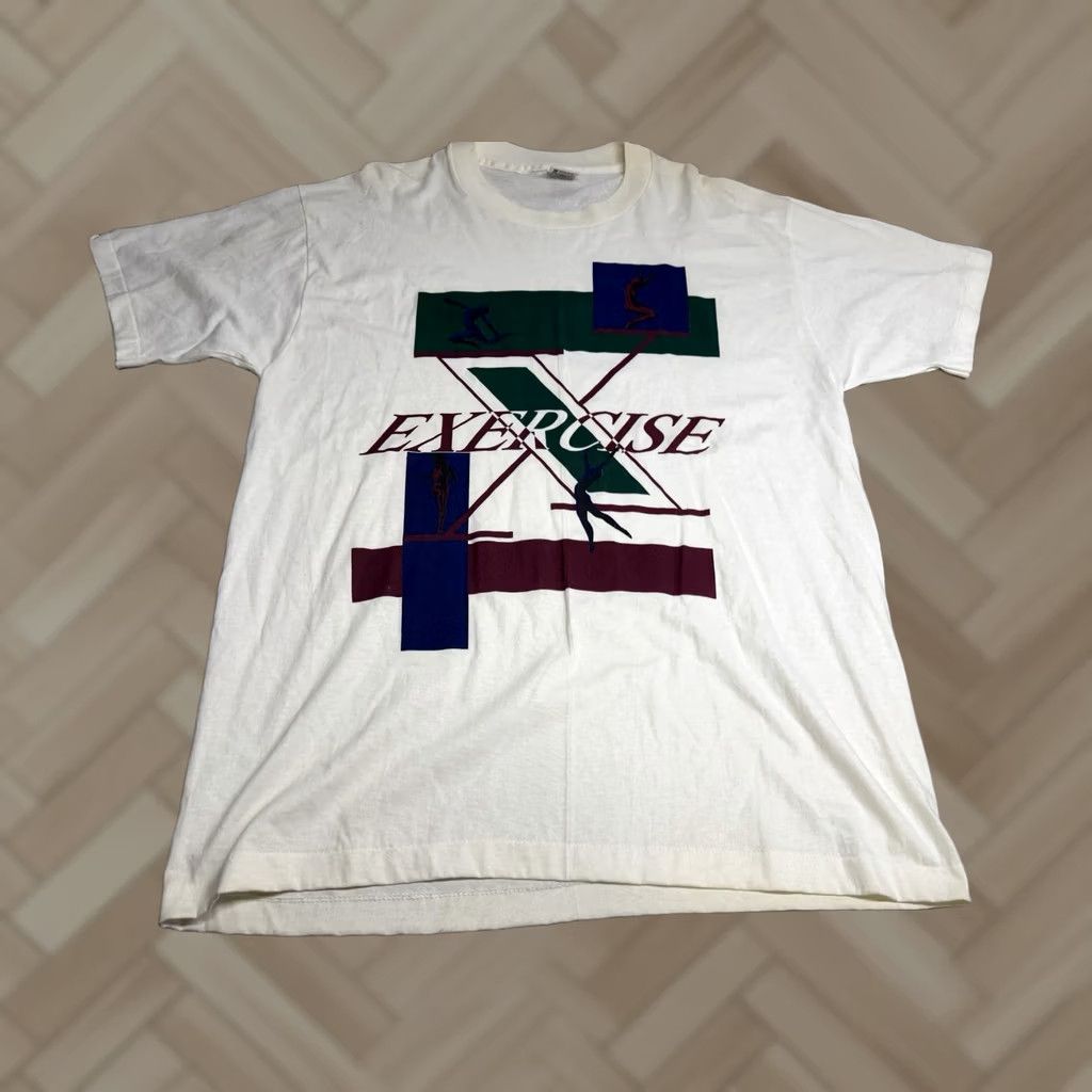 Anvil VINTAGE Anvil T-Shirt Workout Exercise Aerobics 90s Oversized XL White Graphic Print Logo Men Regular Crew Neck Short Sleeve USA Mens XS? Size US XL / EU 56 / 4 - 1 Thumbnail