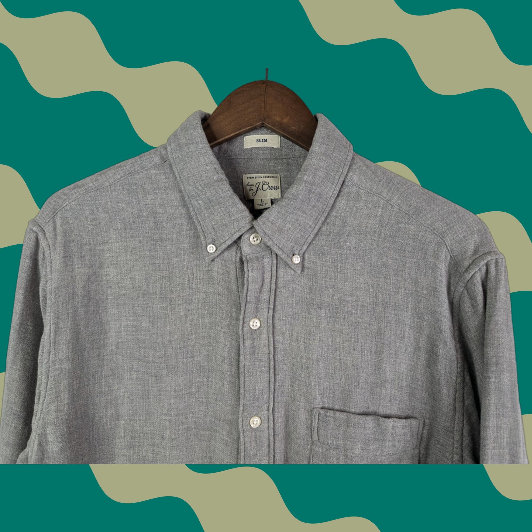 J.Crew J.CREW Shirt Button-Down Long Sleeve Gray Slim Plaid Cotton Modern Classic Men Large Size US L / EU 52-54 / 3 - 1 Thumbnail