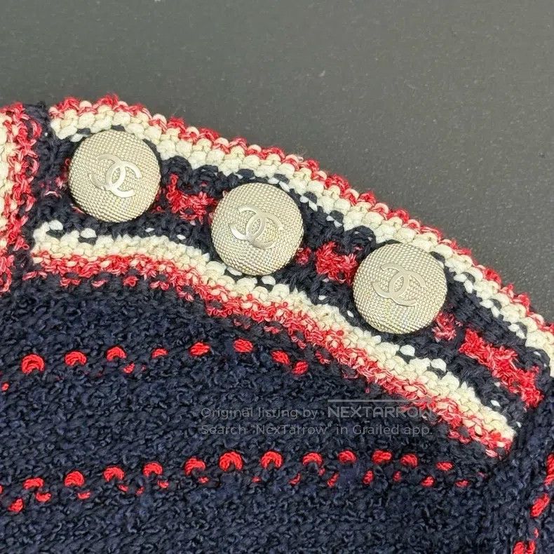 Chanel Chanel Dark blue striped button pattern elastic knitted sh Size XXS / US 00 / IT 34 - 8 Thumbnail