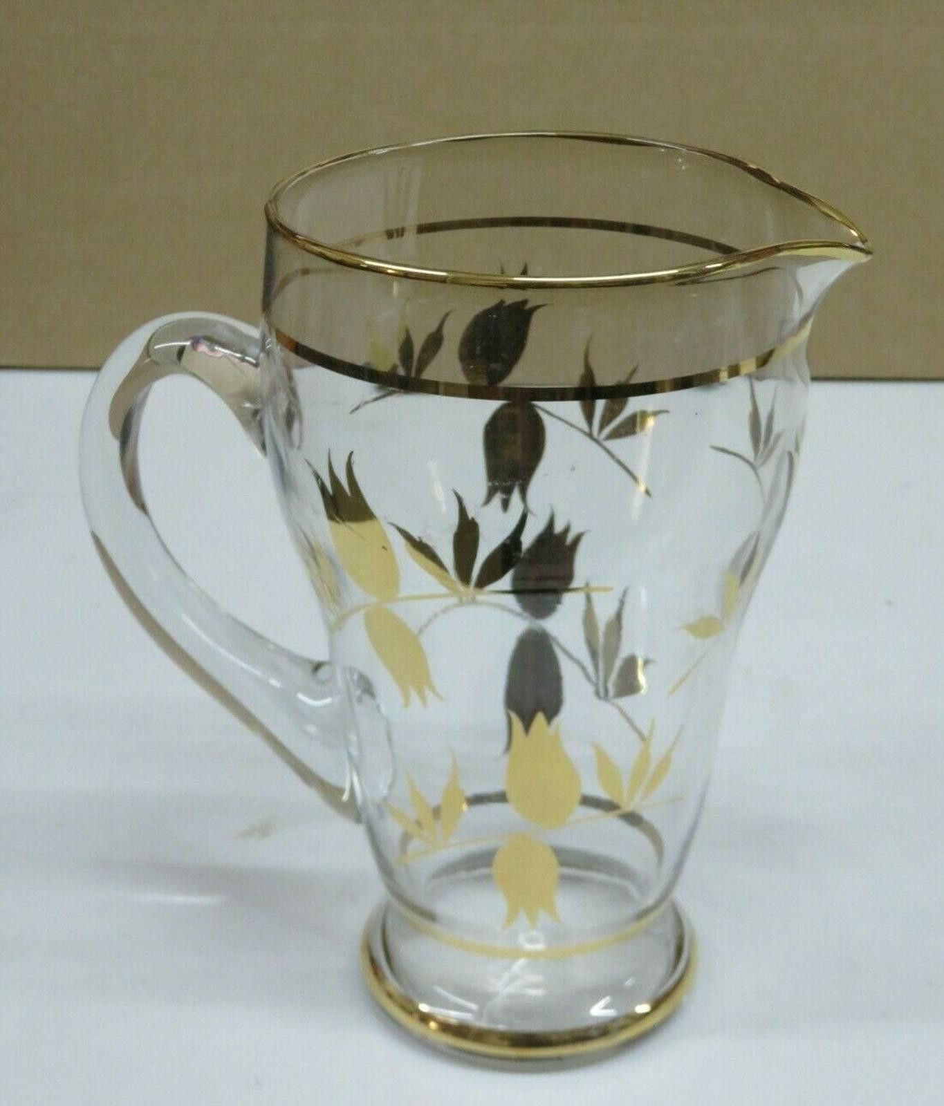 The Unbranded Brand Vintage Large Gold And Clear Glass Water Jug 8 1/2" Size ONE SIZE - 4 Thumbnail