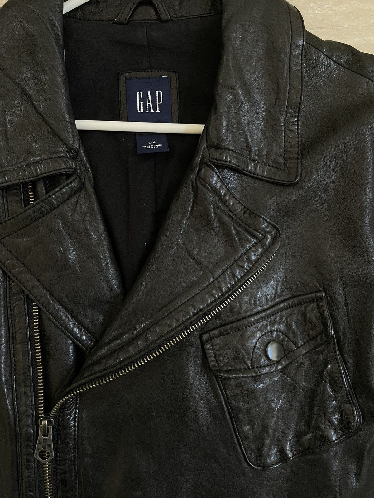 Gap × Vintage GAP Calf-Skin Leather Jacket Size US L / EU 52-54 / 3 - 3 Thumbnail