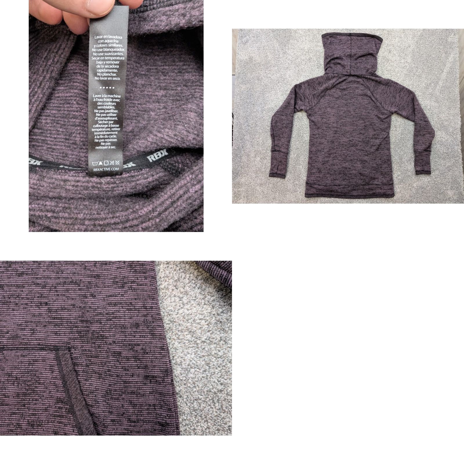Vintage RBX Turtle Neck Sweatshirt Womens Medium Purple Long Sleeve Pullover Thumbholes Pockets Size M / US 6-8 / IT 42-44 - 8 Thumbnail