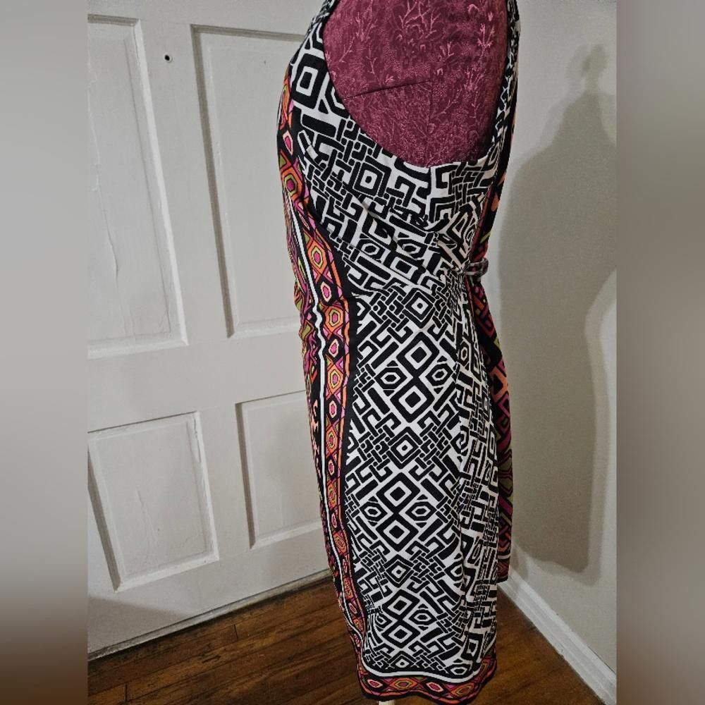 Designer Vibrant Geometric Pattern Dress - Size Medium Size XL / US 12-14 / IT 48-50 - 3 Thumbnail