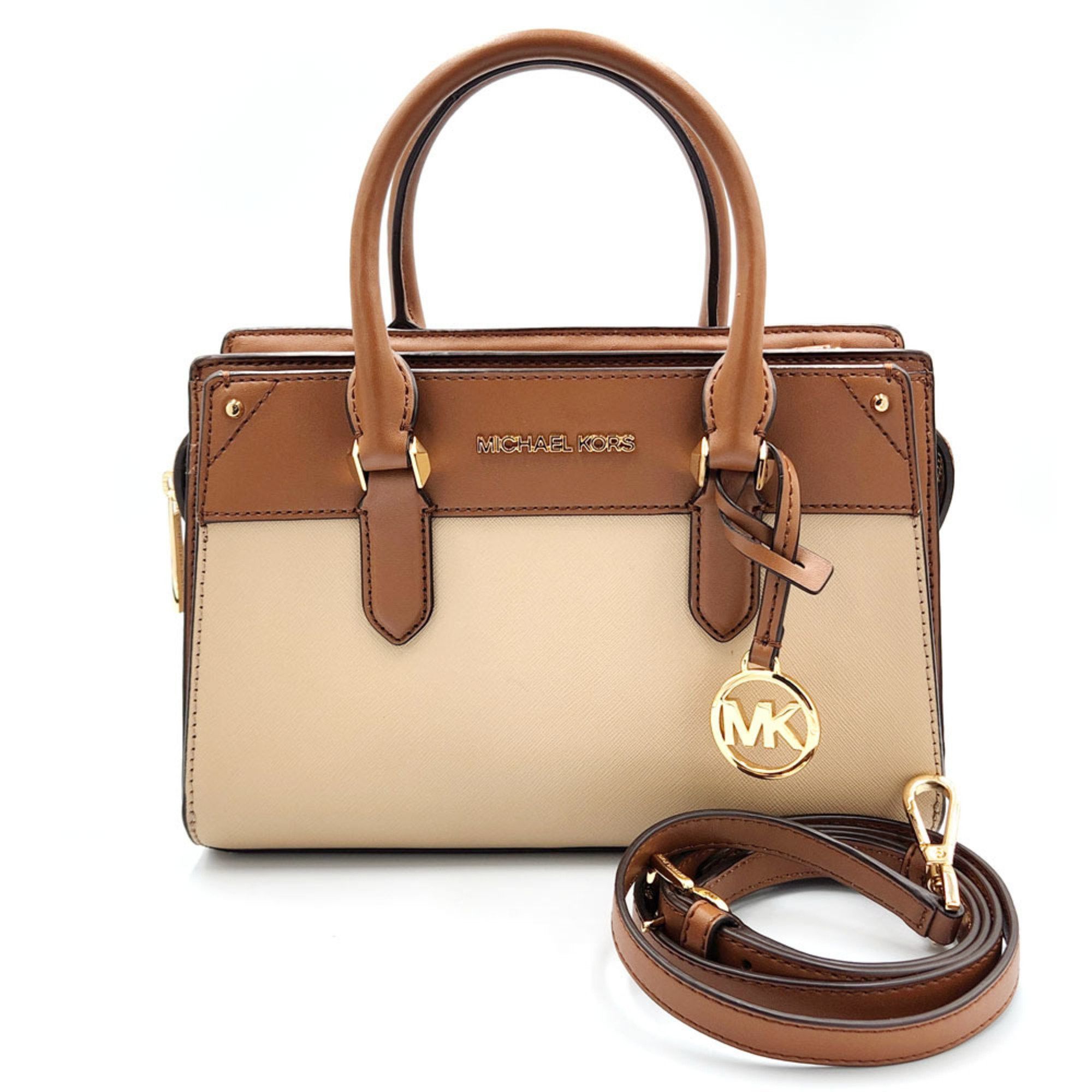 Michael Kors Michael Kors Shoulder Bag 35H1G9MS2T Brown Beige Leather Metal Handbag Women's Size ONE SIZE - 1 Thumbnail