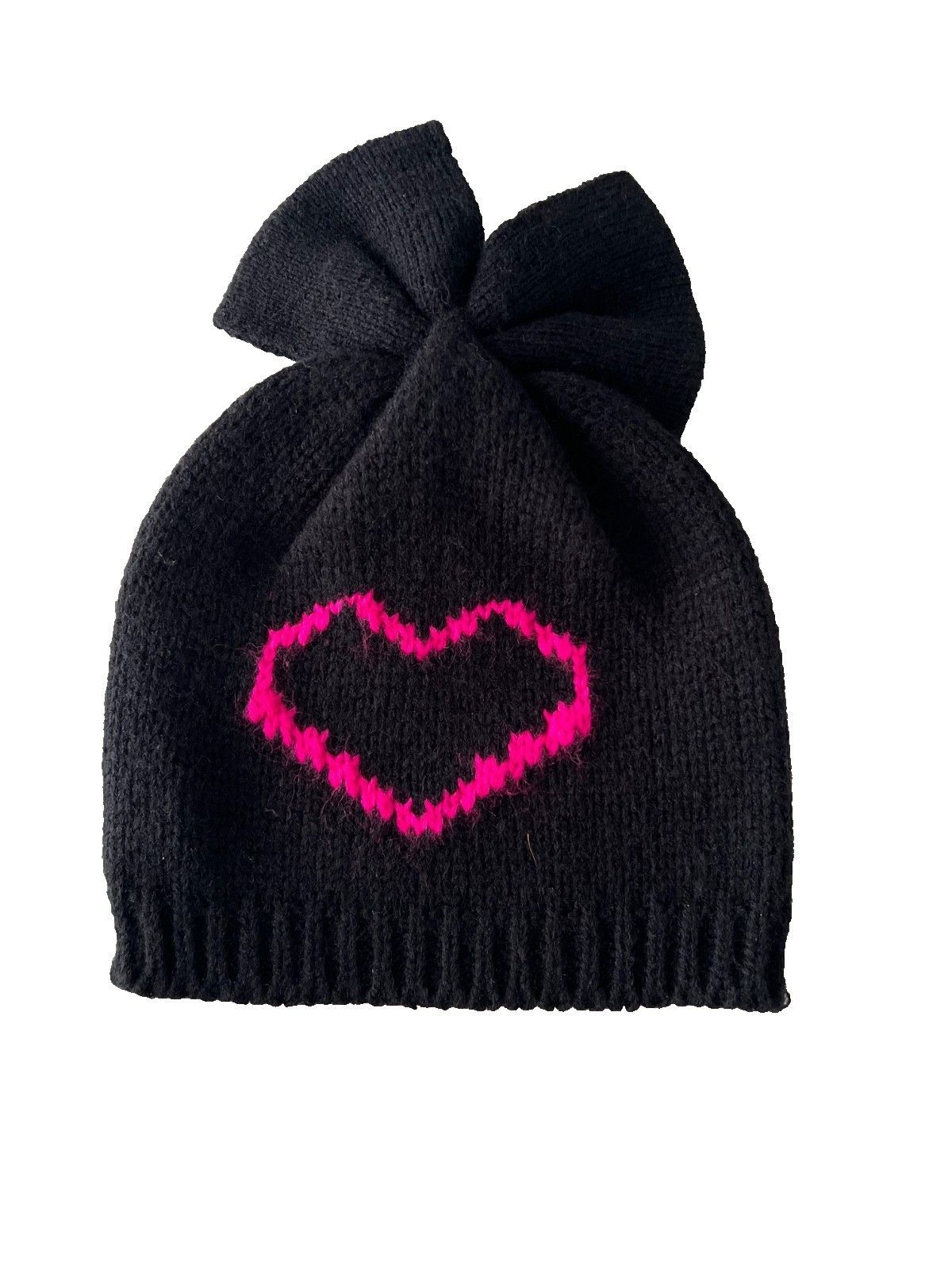 Betsey Johnson Betsey Johnson Knit Rib Beanie Hat Breaker Heart Black Size ONE SIZE - 2 Thumbnail