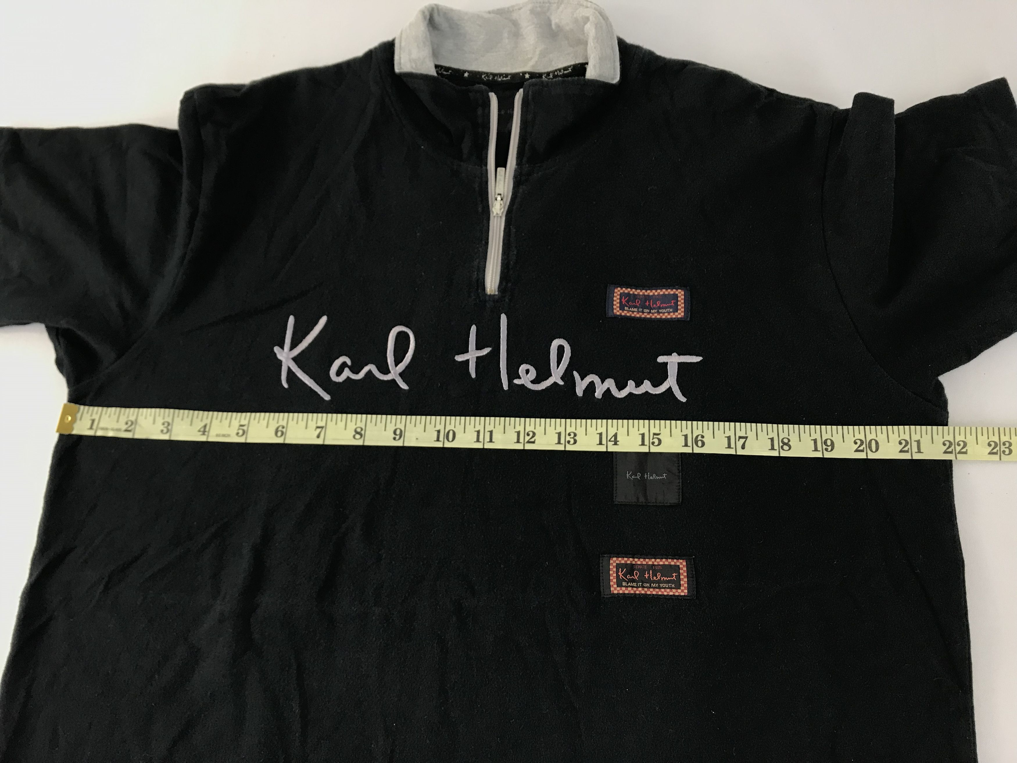 Karl Helmut Zipper Neck Printed Logo Tee T-shirt