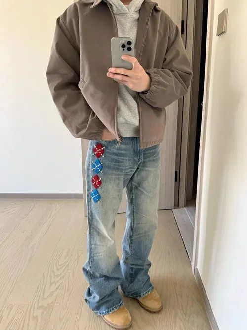 VIBE Patchwork Embroidered Stacked Flare Denim Jeans Size US 30 / EU 46 - 4 Thumbnail