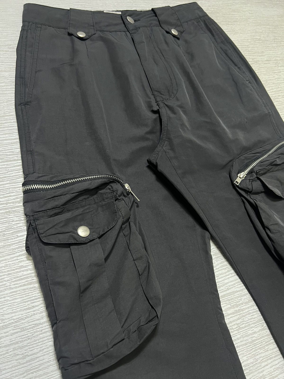 FFFPOSTALSERVICE FFFPostalService - Charcoal Flared Cargo Pants V.1 Size US 27 - 5 Thumbnail