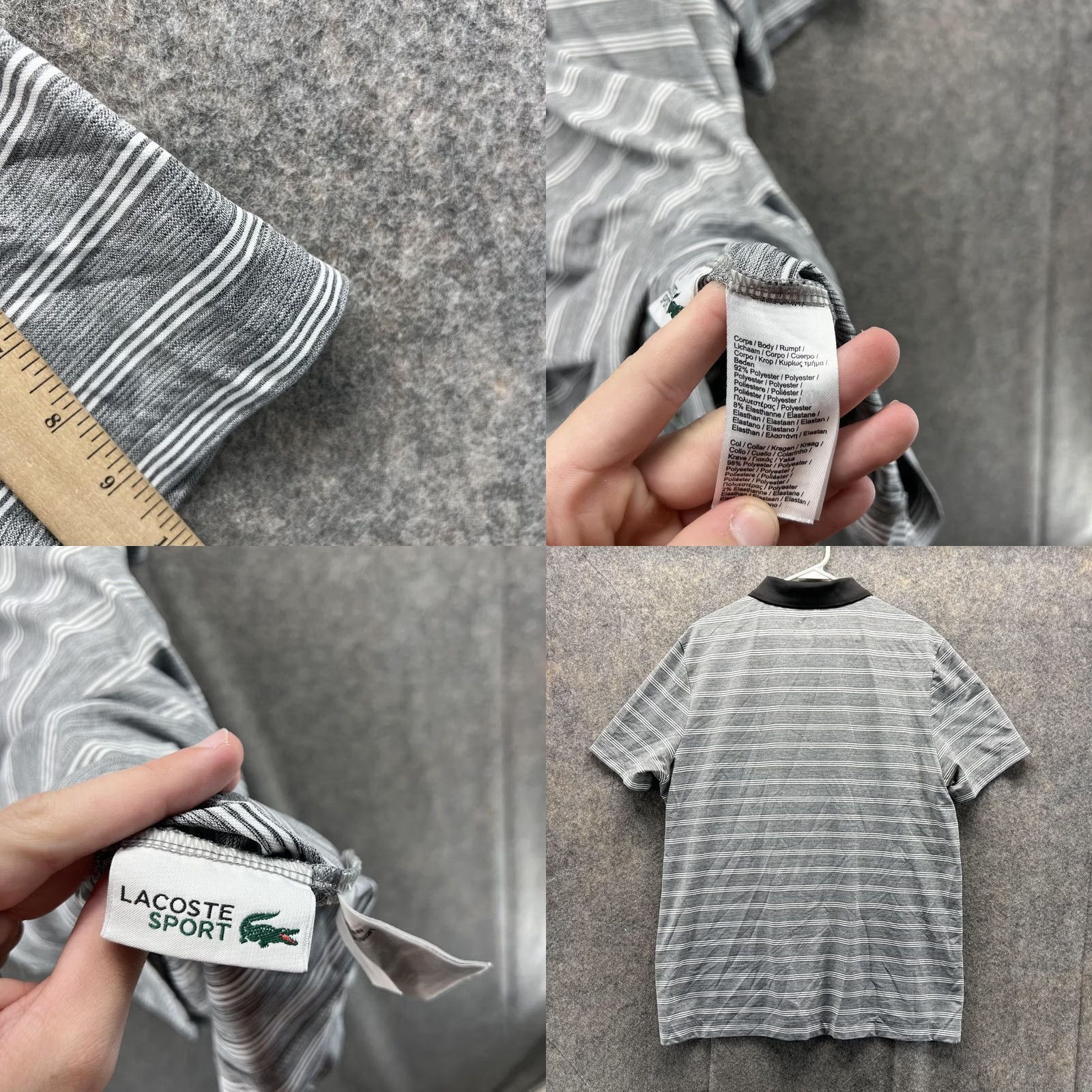 Lacoste Lacoste Polo Shirt Men XXL Gray Striped Polyester Casual Sport Shirt Size US XXL / EU 58 / 5 - 8 Thumbnail