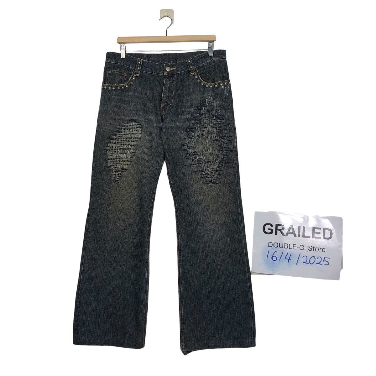 Hysteric Glamour 📌Vintage Bow Cut Design Punk Style Denim Pants Biker Size 34" / US 12 / IT 48 - 1 Thumbnail