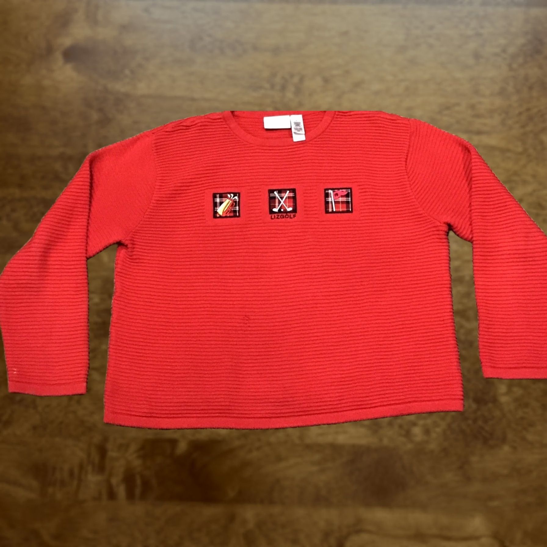 Liz Claiborne VINTAGE Liz Claiborne Golf Pullover Sweater Red XL Ladies Knit Cotton Round Neck Long Sleeve Women 90s N/A Size XL / US 12-14 / IT 48-50 - 1 Thumbnail