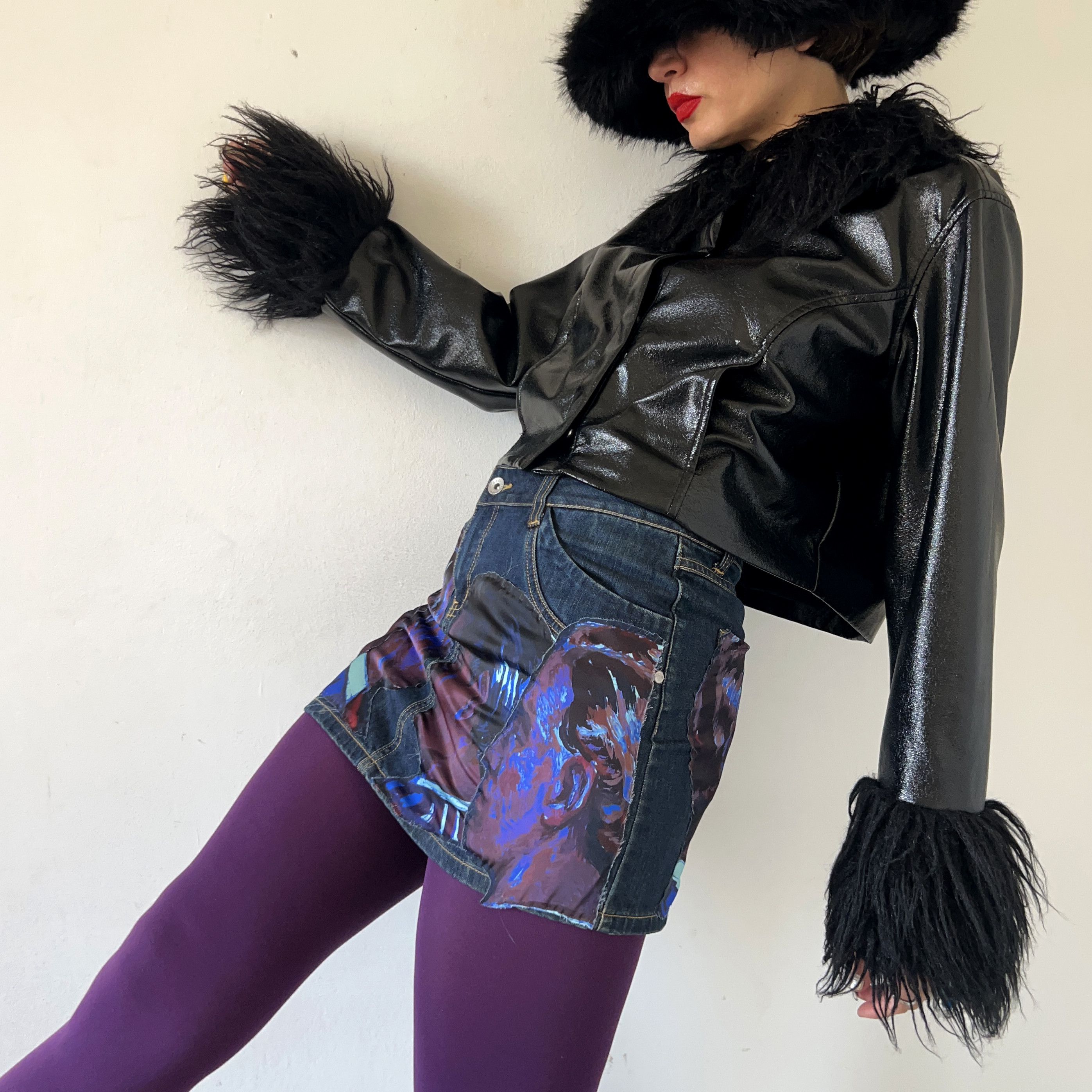 Custommade Custom Graphic Print Reworked Denim Skirt Size 27" / US 4 / IT 40 - 3 Thumbnail