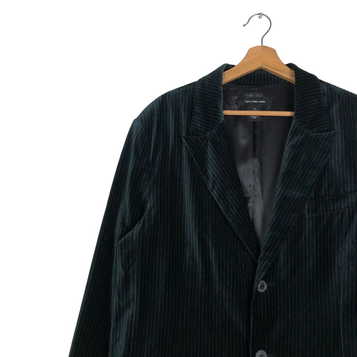 Calvin Klein × Japanese Brand × Vintage 📌Cropped Biker Velvet Jacket Calvin Klein Jeans Striped Size US L / EU 52-54 / 3 - 8 Thumbnail
