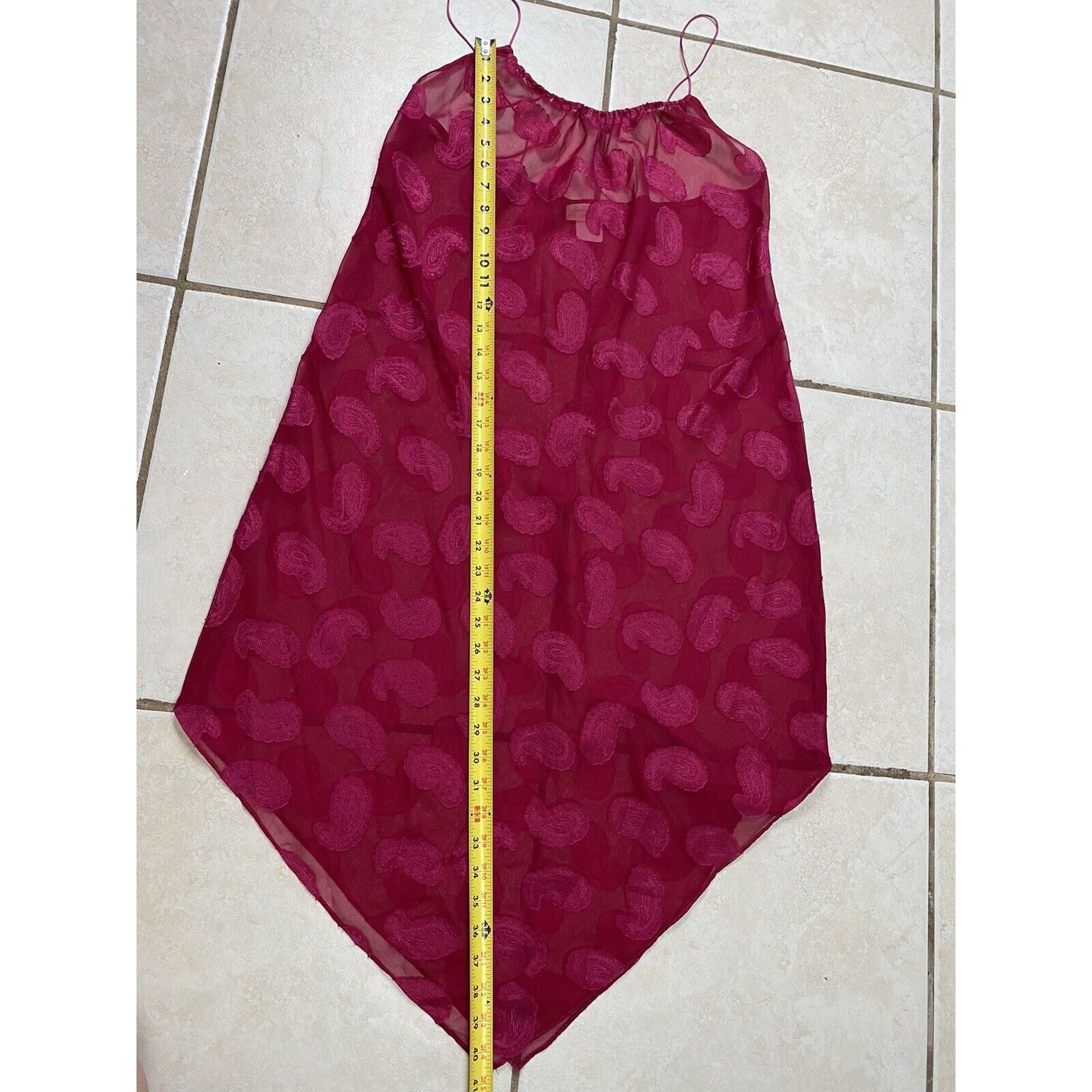Other VTG Inner Most Pink Paisley Sheer Midi Dress Size 34" / US 12 / IT 48 - 8 Thumbnail