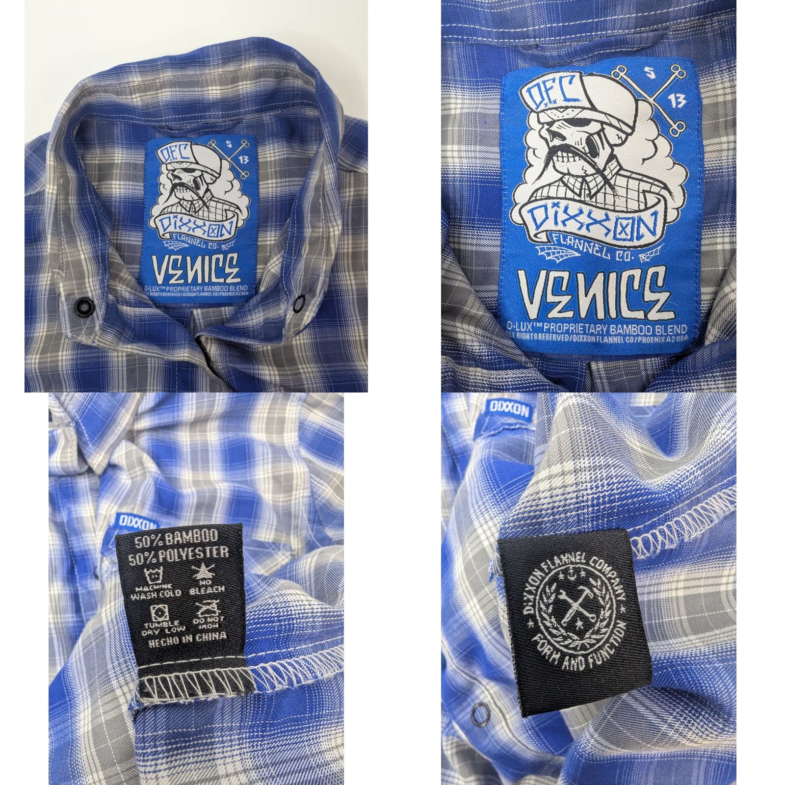 CO Dixxon Shirt Women's S Blue Button-Up Plaid Bamboo Satin Pearl Snap Long Sleeve Size S / US 4 / IT 40 - 8 Thumbnail
