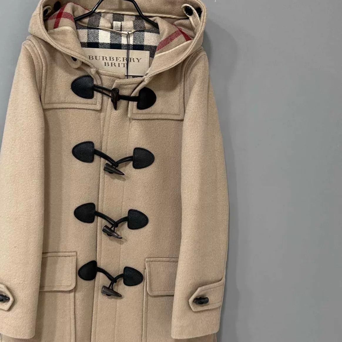 Burberry Burberry Women's UK4 Check Camel Button Wool Coat Size XS / US 0-2 / IT 36-38 - 2 Thumbnail