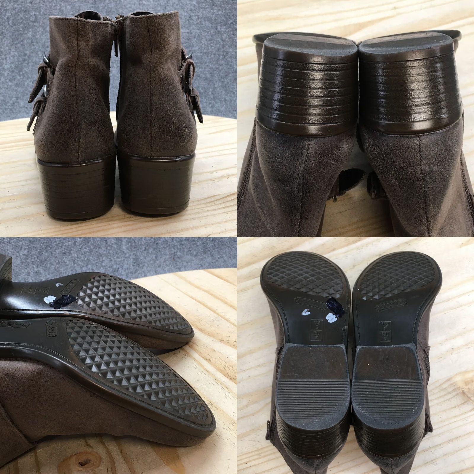 Vintage Aerosoles Boots Womens 9 M Urban Myth Ankle Bootie Brown Monk Strap Casual Block Heel Size US 9 / IT 39 - 8 Thumbnail