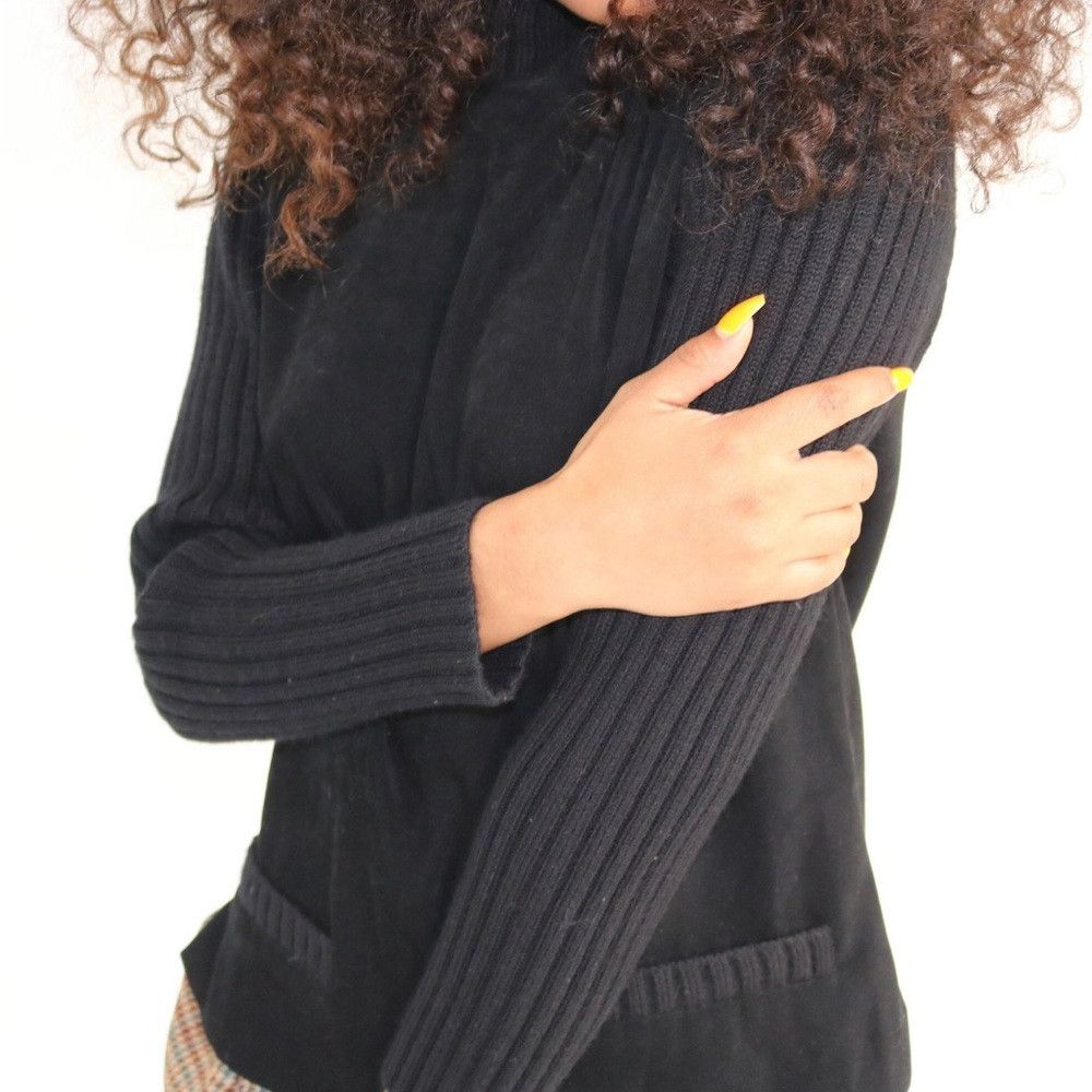 Talbots Vintage Talbots Black Faux Suede Wool Knit Sleeve Sweater S Size XL / US 12-14 / IT 48-50 - 9 Thumbnail