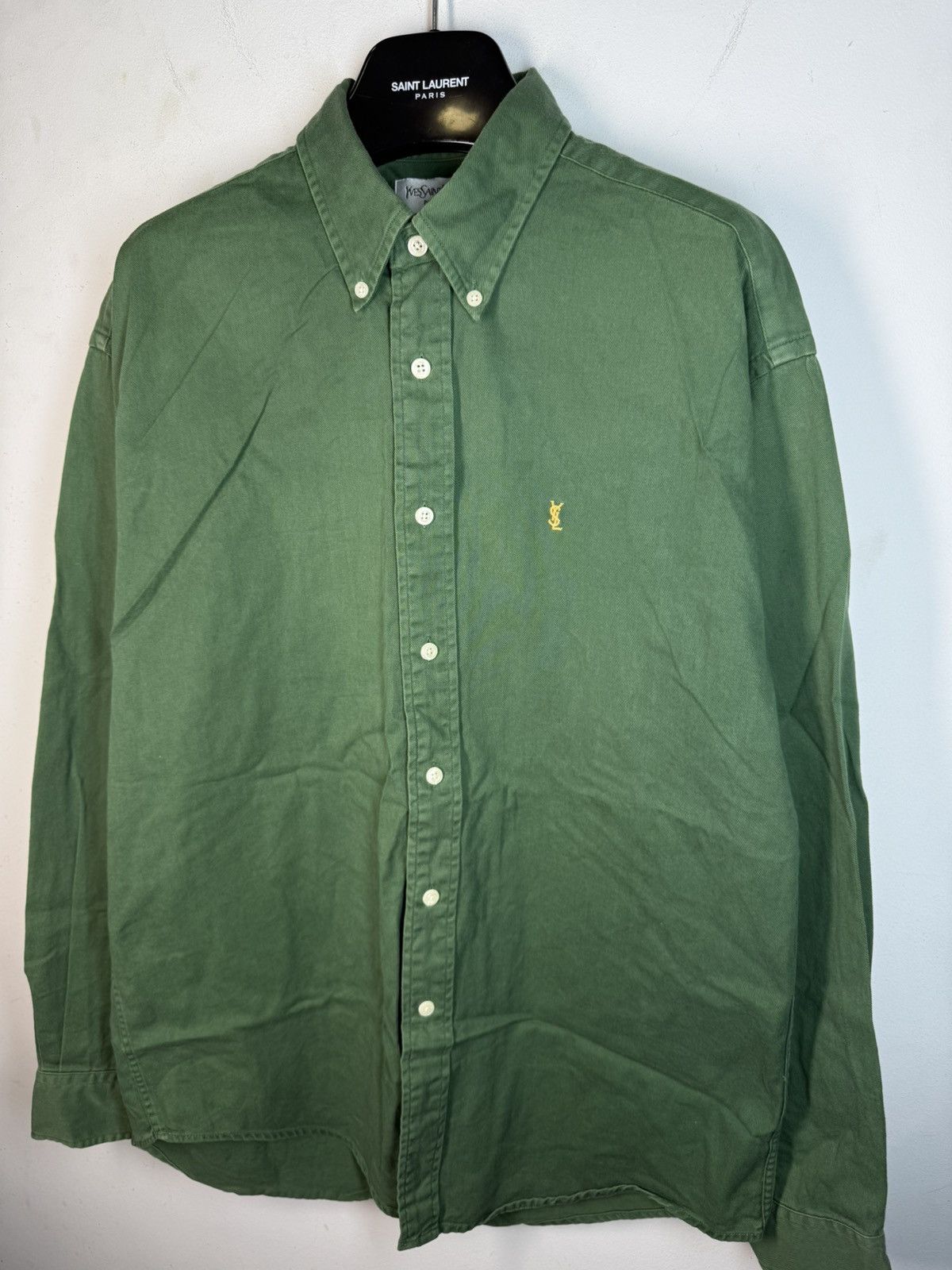 Yves Saint Laurent Green YSL Shirt Heavy Cotton YSL Denim Shirt Overshirt Size US M / EU 48-50 / 2 - 9 Thumbnail