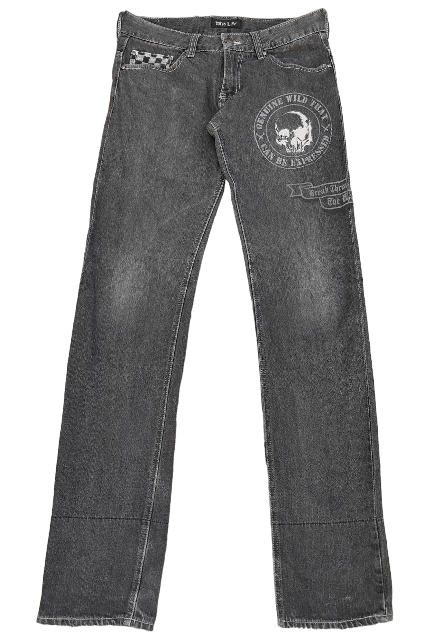 image of Hysteric Glamour x Skulls Japanese Wild Life Low Rise Denim in Blue, Men's (Size 31)