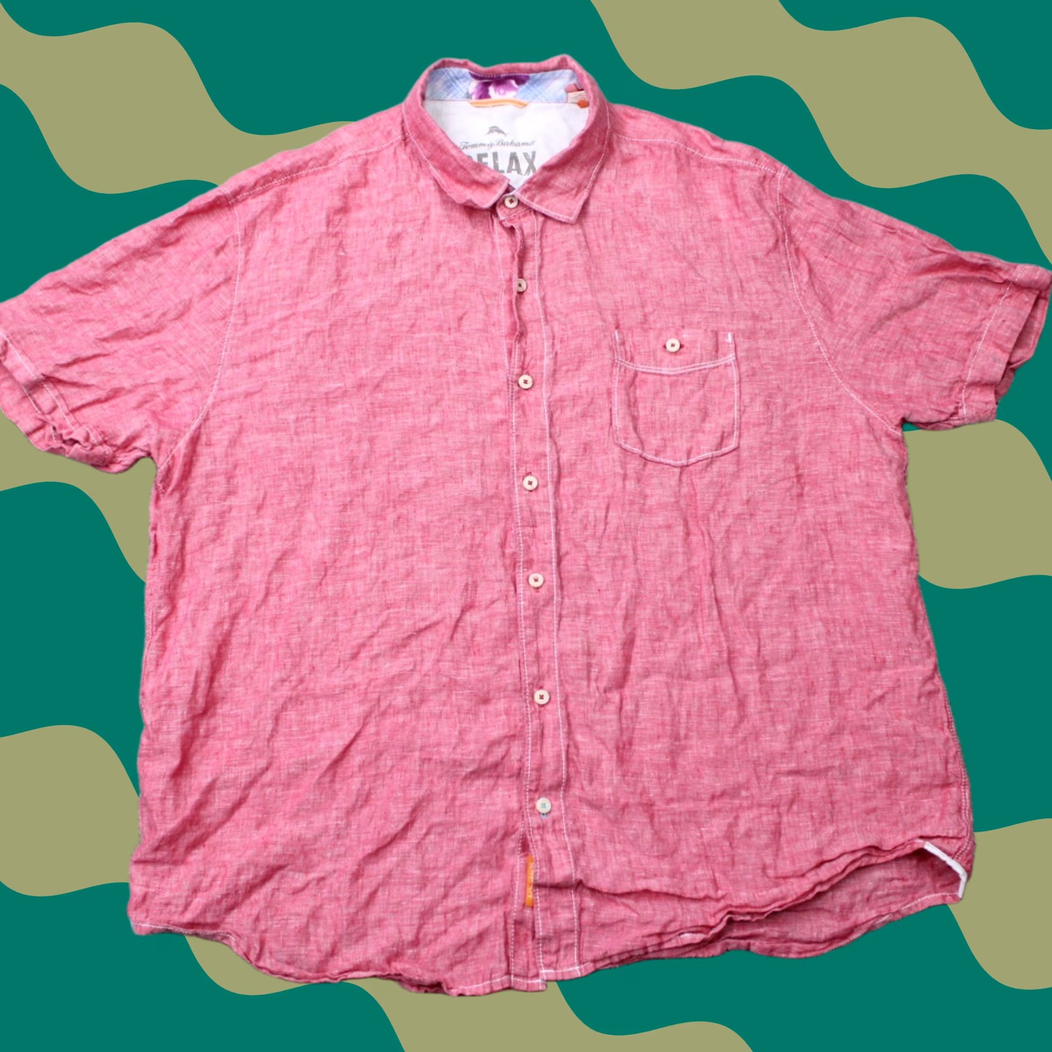 Tommy Bahama Tommy Bahama Shirt Mens 2XL Red Linen Short Sleeve Button-Up Casual Beach Shirt Size US XXL / EU 58 / 5 - 1 Thumbnail