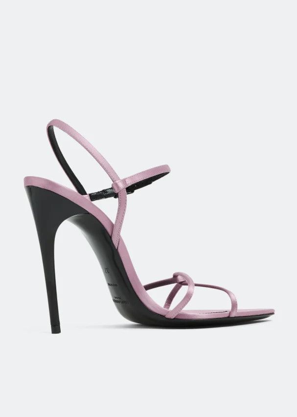 Saint Laurent Paris o1s1wg111024 Clara Sandals in Silk Satin in Pink Size US 8.5 / IT 38.5 - 3 Thumbnail