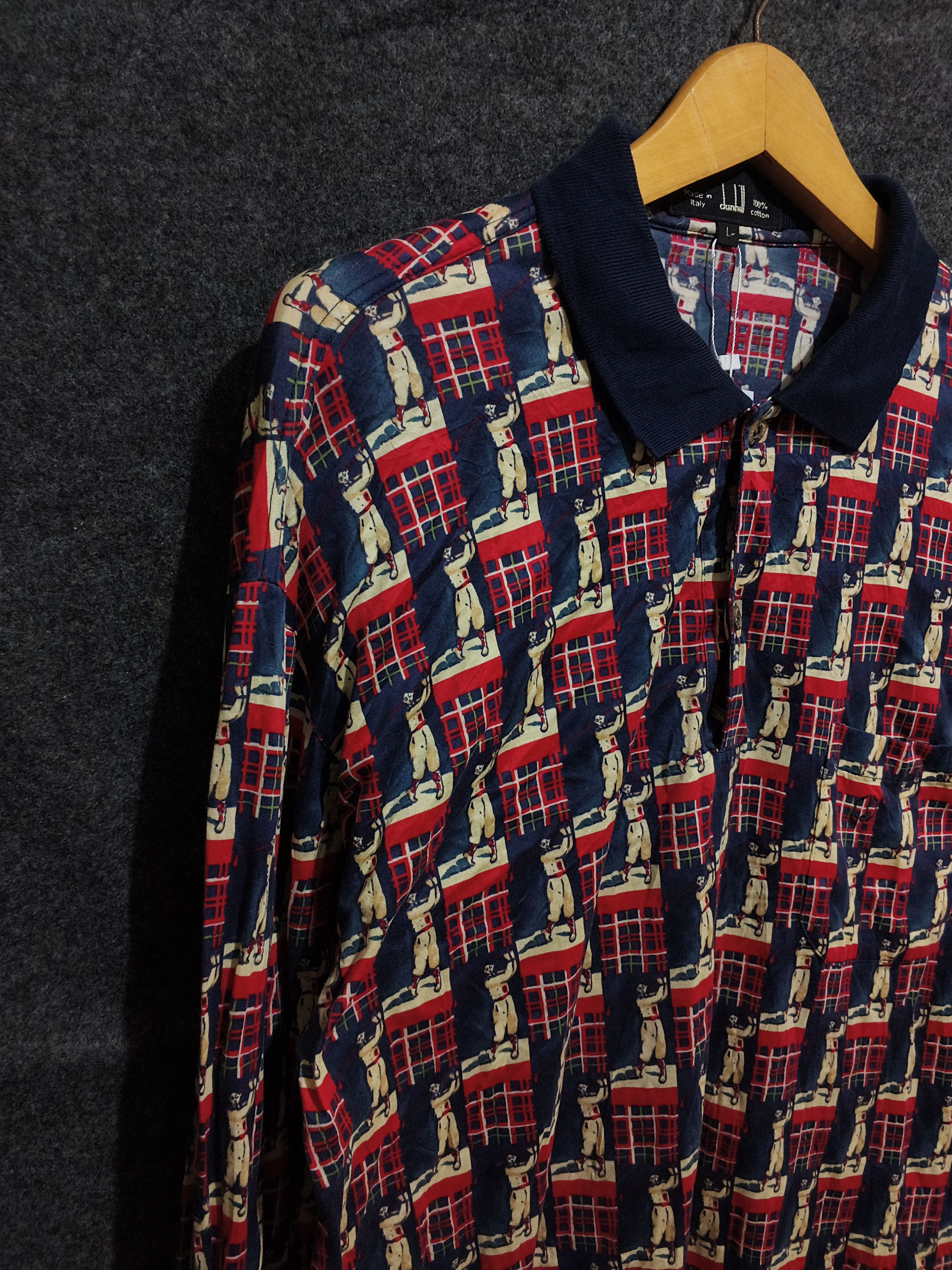 Alfred Dunhill 💥RARE Vintage 90s💥 Dunhill AOP Golfer Print Long Sleeve Size US L / EU 52-54 / 3 - 5 Thumbnail