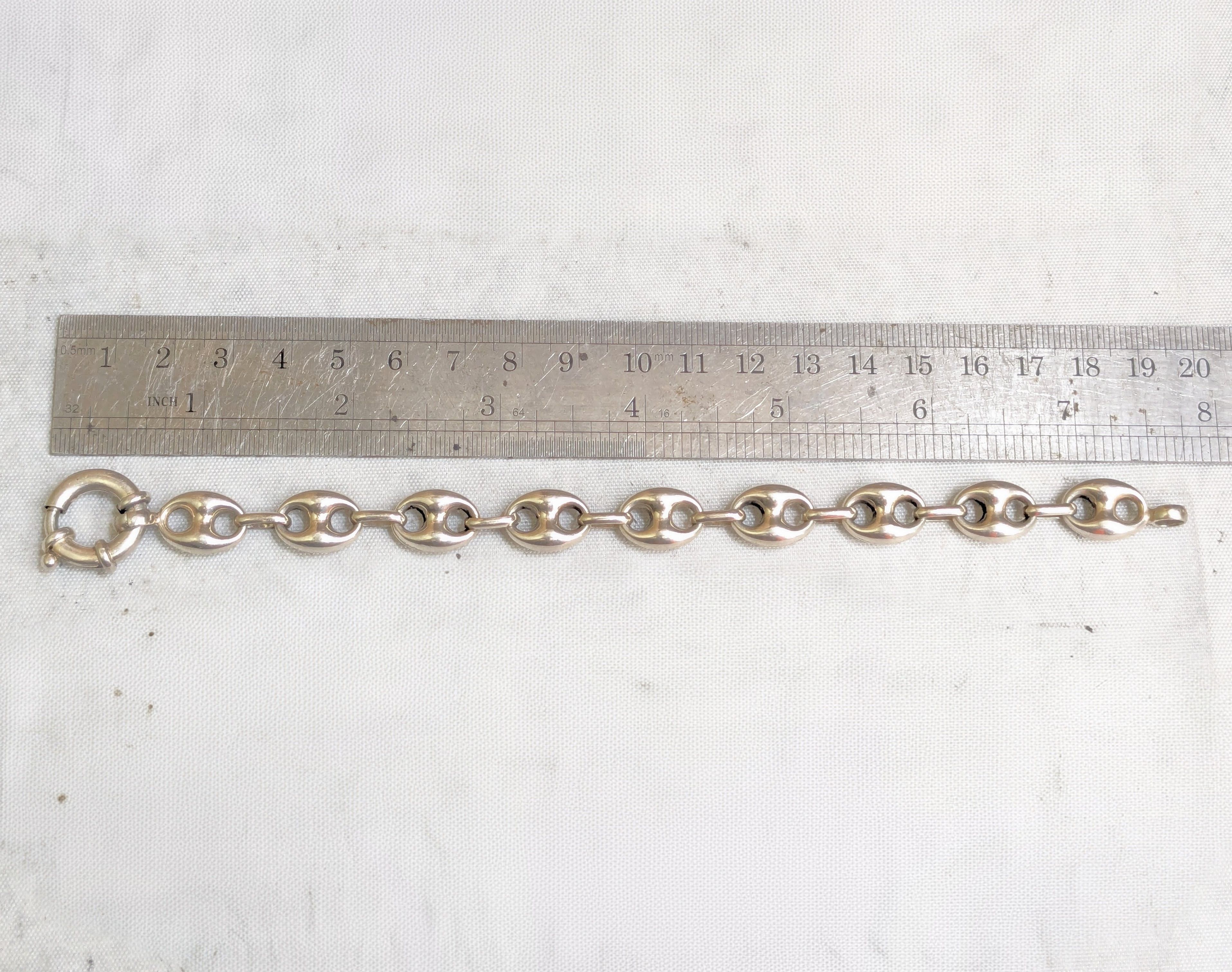 Jewelry Vintage Sterling Silver Anchor Mariner Bracelet 6.75" Hollow Size 26 - 14 Thumbnail