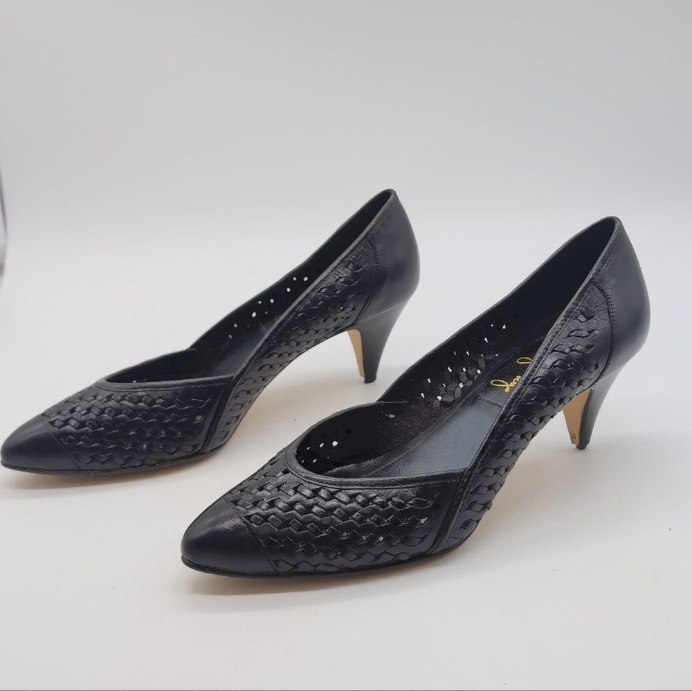 Vintage Vintage Cheryl Tiegs Sz 8.5 Black Leather Cut work Women's Size US 8.5 / IT 38.5 - 2 Thumbnail