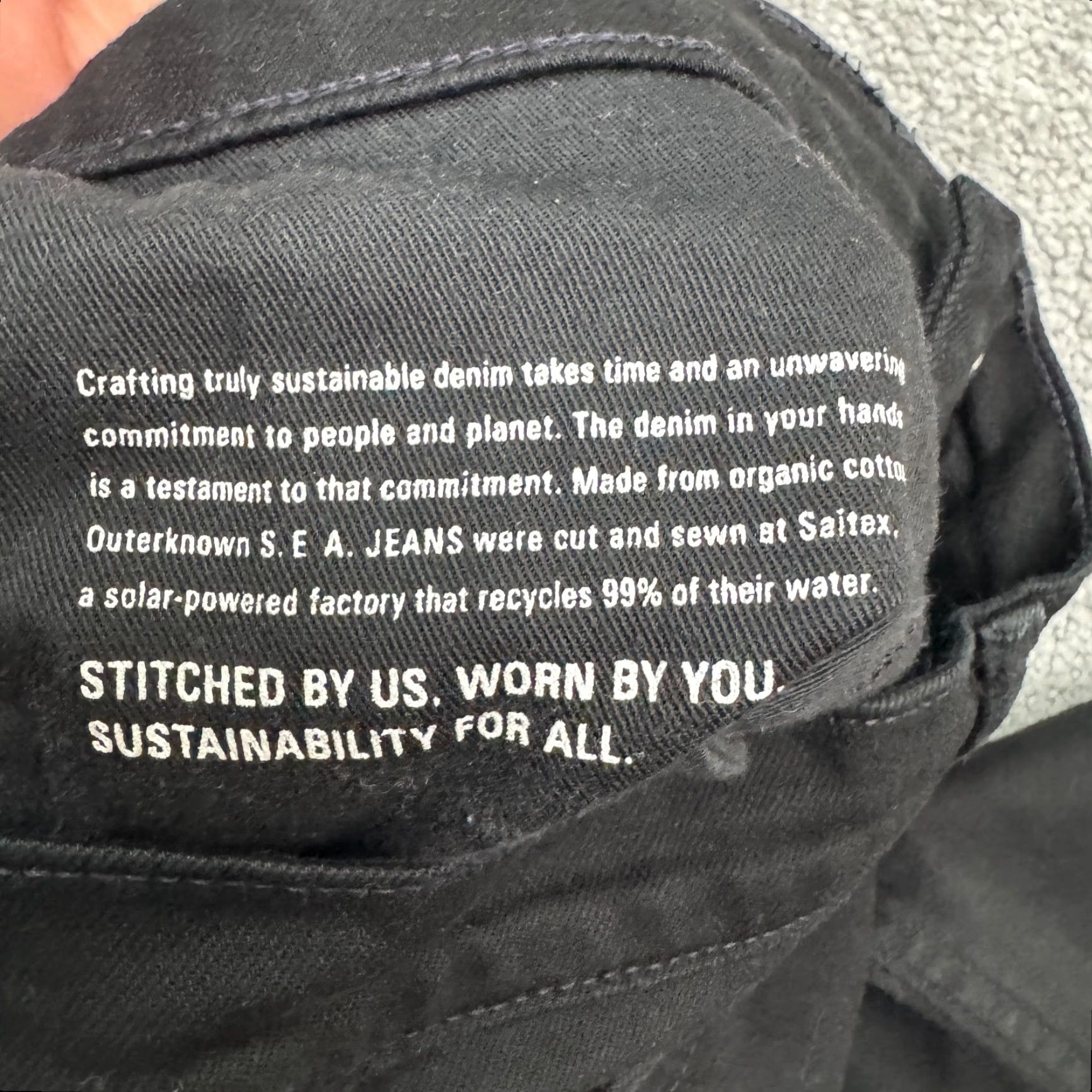 Outerknown OuterKnown S.E.A. Strand High Rise Skinny Jeans Womens 27 Black Stretch Denim | 5-Pocket Design | Button Zip Closure | Dark Wash Size 27" / US 4 / IT 40 - 7 Thumbnail
