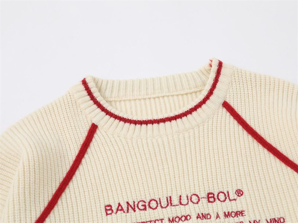 Vintage Men's loose embroidered letter line casual sweater Size US M / EU 48-50 / 2 - 3 Thumbnail