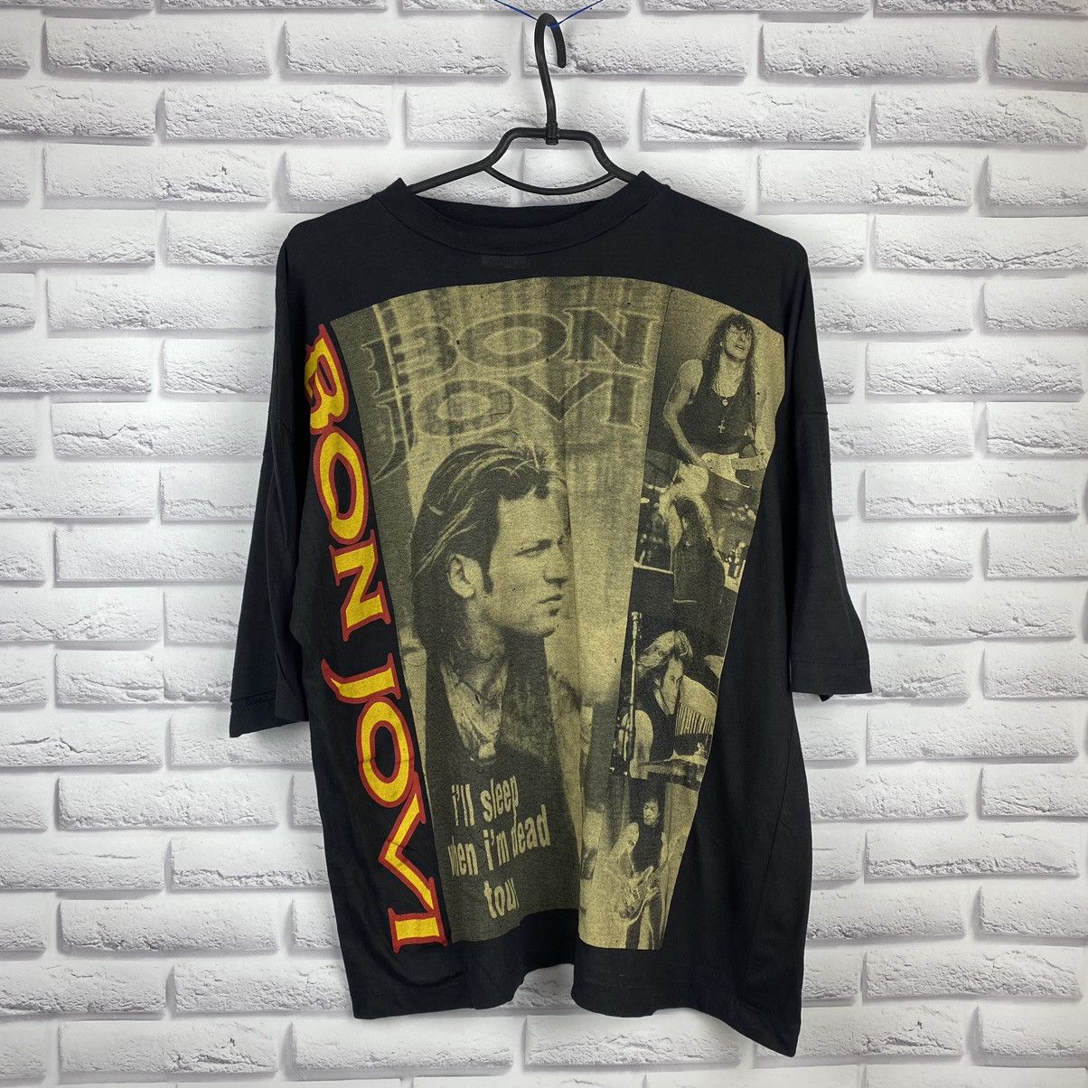 image of Bon Jovi I’Ll Sleep When I’M Dead Tour 1993 Vintage Tee 90’S in Black, Men's (Size Large)