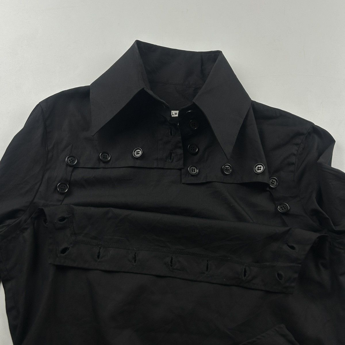 Helmut Lang 1993 Helmut Lang Marine Hi Collar Many Button Shirt Size XS / US 0-2 / IT 36-38 - 9 Thumbnail