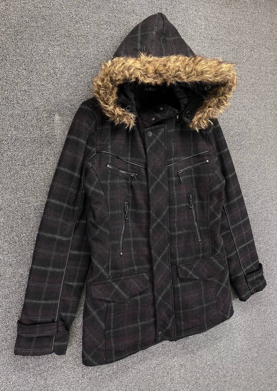 In The Attic Vintage In The Attic Fur Hoodie Shadow Plaid Wool Jacket Size M / US 6-8 / IT 42-44 - 2 Thumbnail
