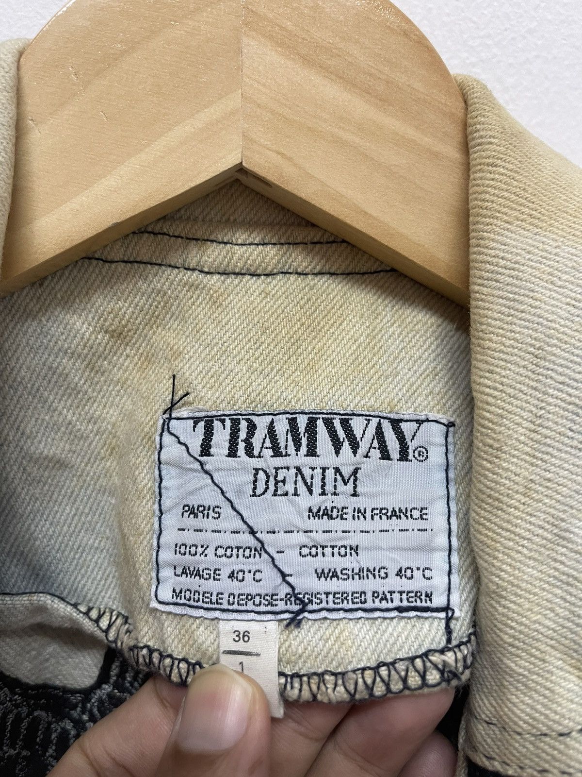 Designer × Vintage VINTAGE DISTRESSED DENIM TRAMWAY CROP JACKET FRANCE Size XS / US 0-2 / IT 36-38 - 6 Thumbnail
