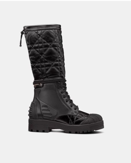 Dior o1w1db10924 Quilted Cannage Calfskin Boot in Black Size US 6 / IT 36 - 1 Thumbnail