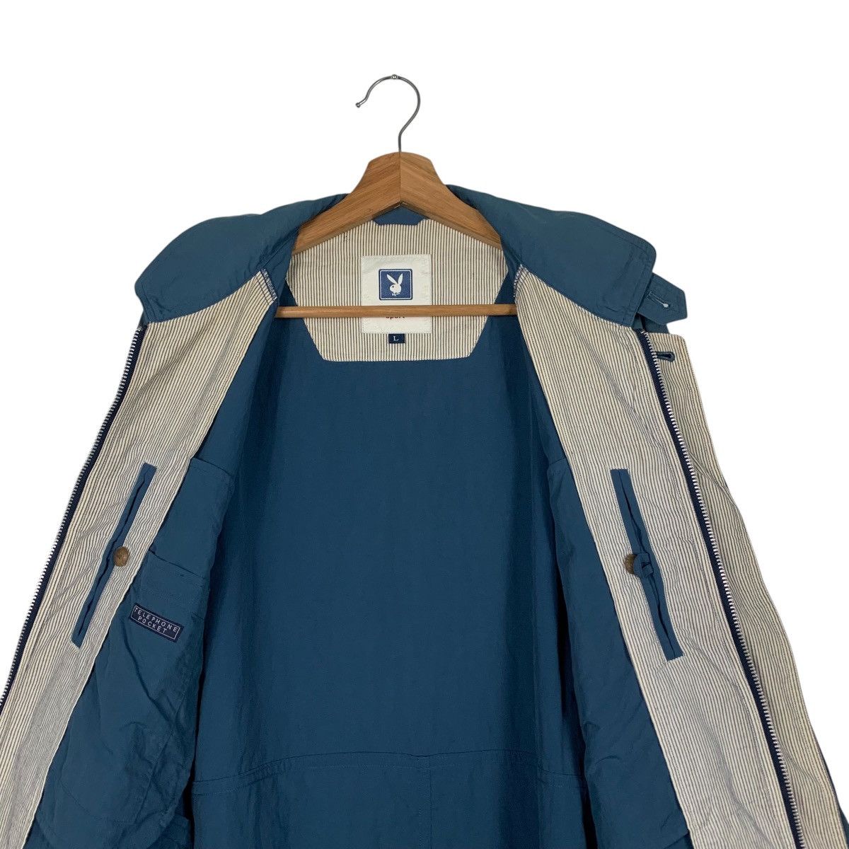 Playboy PLAYBOY Embroider Bunny Logo Blue Casual Jacket #1841-C80 Size US L / EU 52-54 / 3 - 12 Thumbnail
