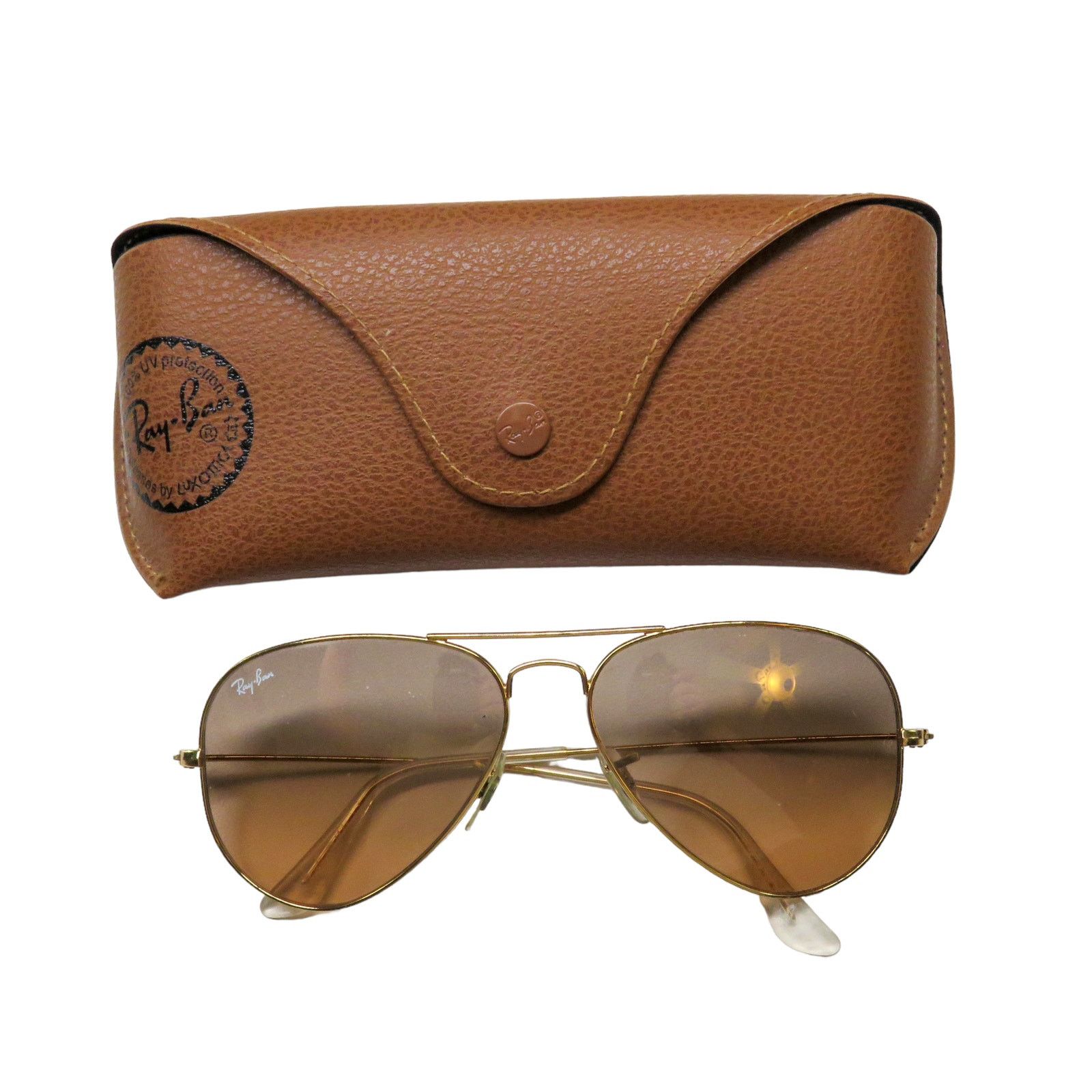 image of Rayban Aviator Brown Matte Gold Frame Aviator Sunglasses, Women's
