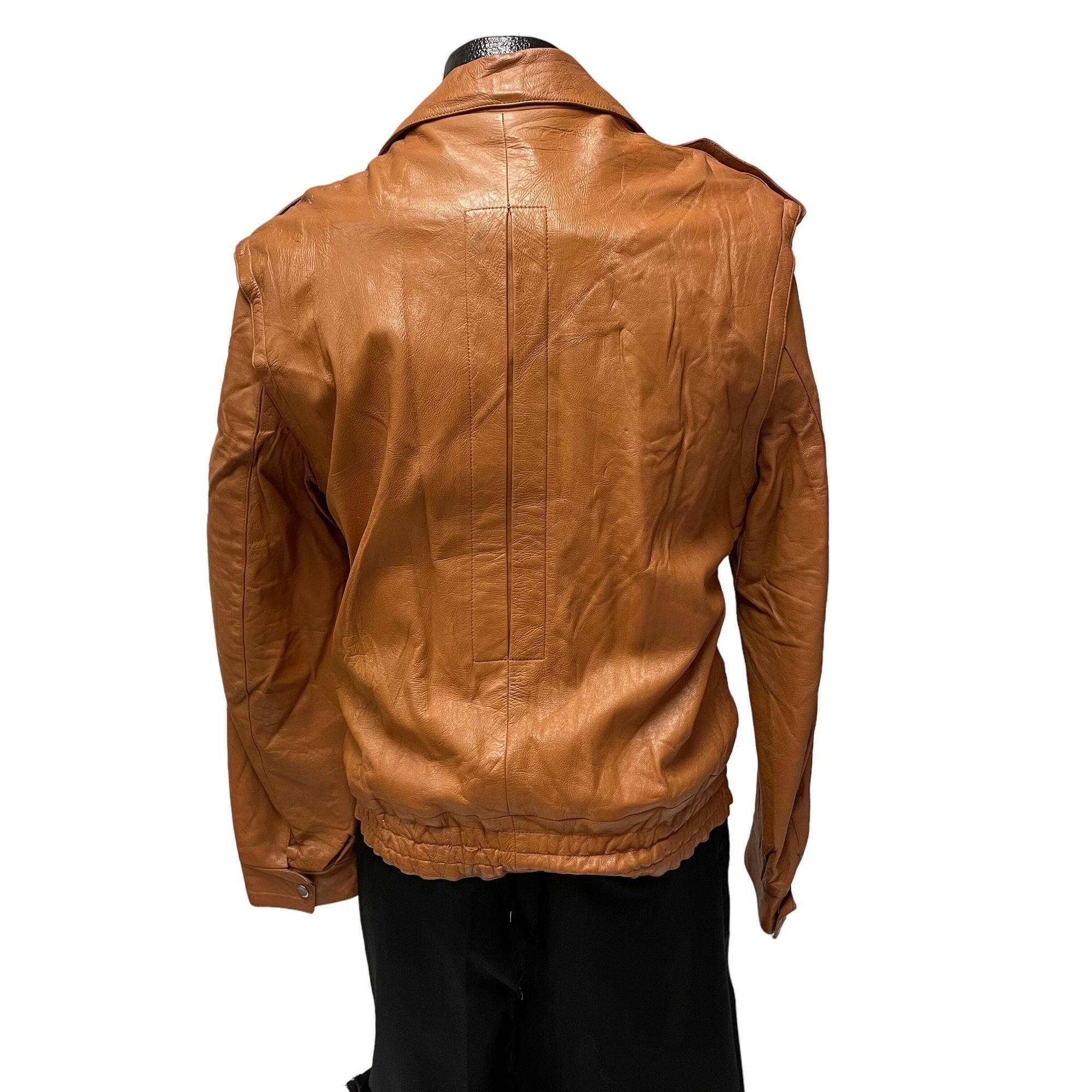 Other Vtg COGNAC Leather CAFE RACER Jacket MoTo Biker Jacket Size US S / EU 44-46 / 1 - 5 Thumbnail
