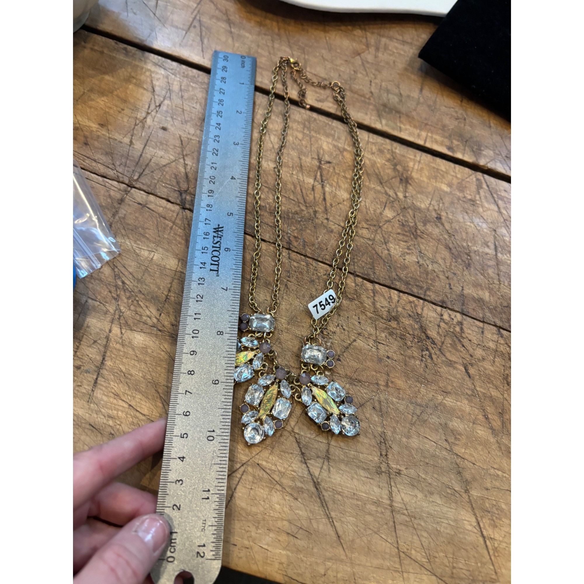 Other Vintage Statement Rhinestone Necklace With Gold Chain & Crys Size ONE SIZE - 6 Thumbnail