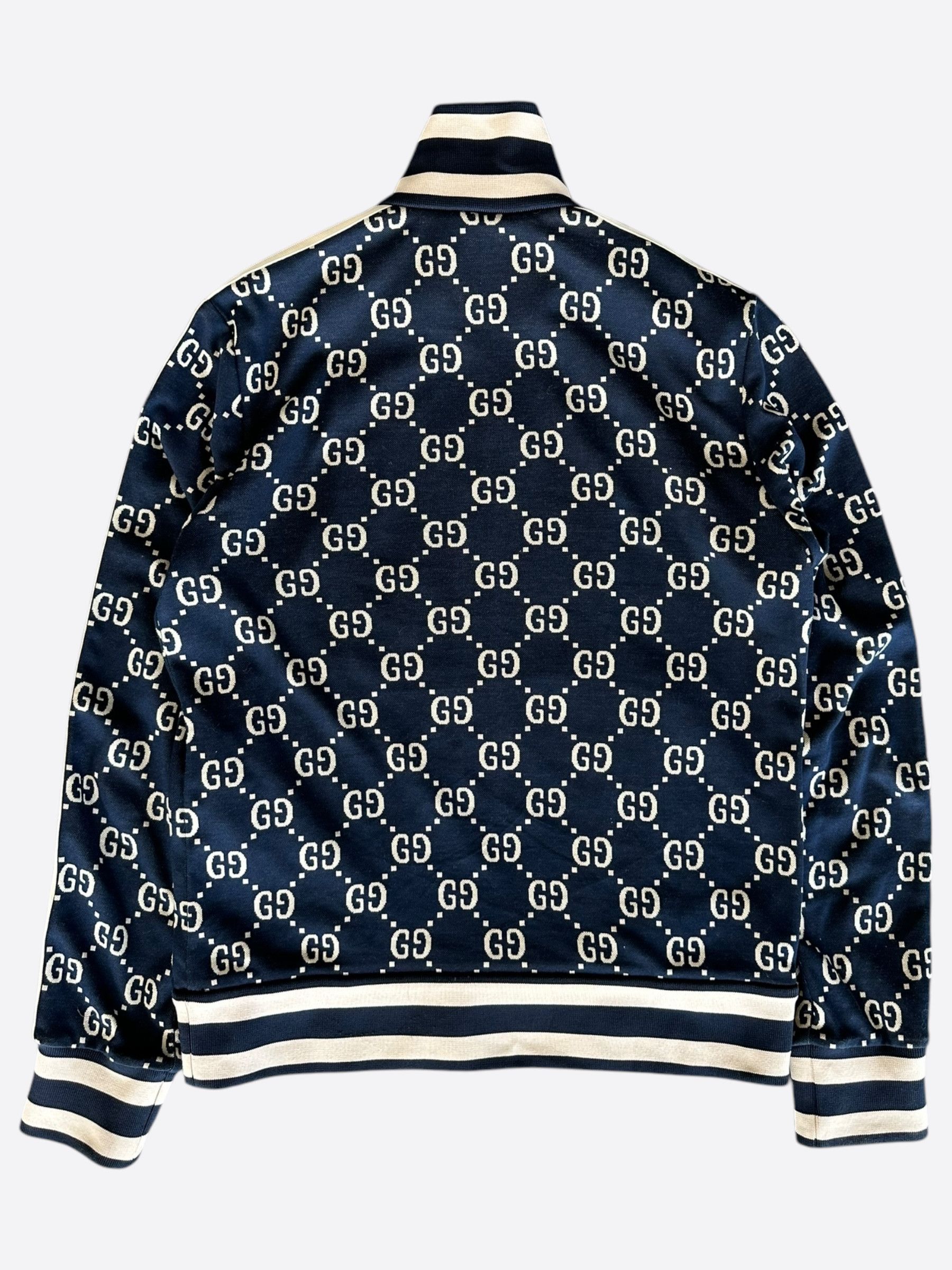 Gucci Gucci Blue & White GG Jacquard Monogram Track Jacket Size US M / EU 48-50 / 2 - 2 Thumbnail