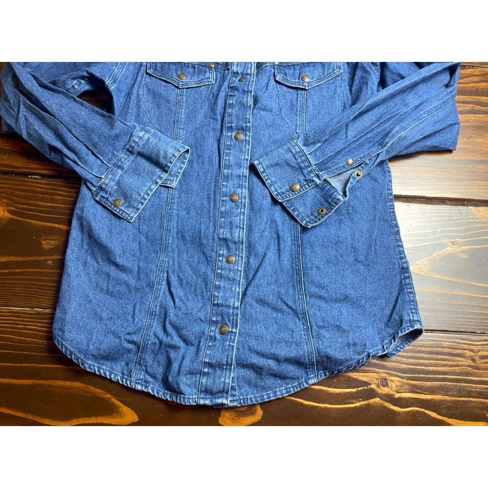 Harley Davidson Harley-Davidson Shirt Womens Small Denim Slim Fit Embroidered Button Up - Blue - Casual Size S / US 4 / IT 40 - 4 Thumbnail