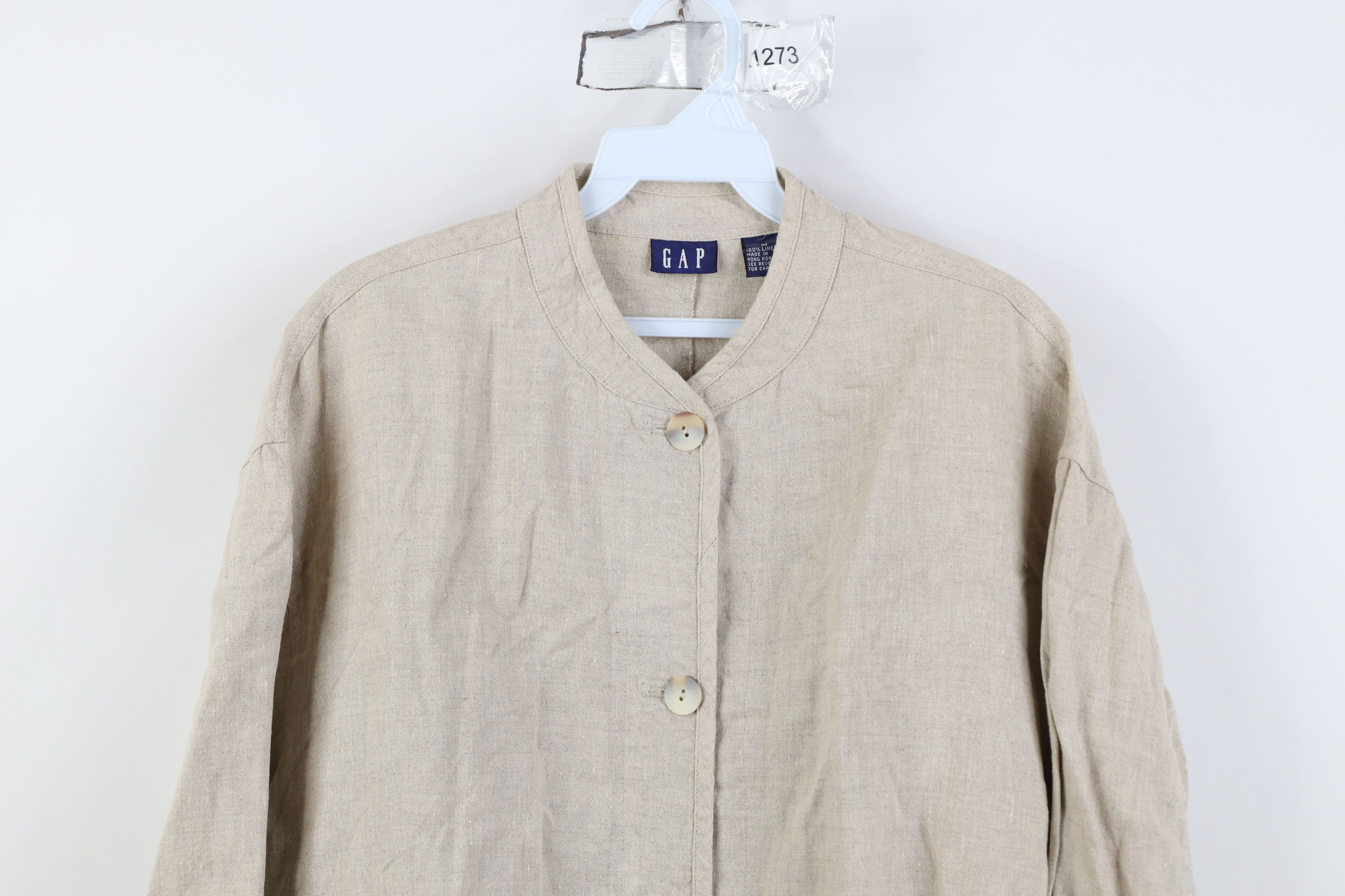 Gap Vintage 90s Gap Linen Button Pocket Jacket Oatmeal Brown Size M / US 6-8 / IT 42-44 - 2 Thumbnail