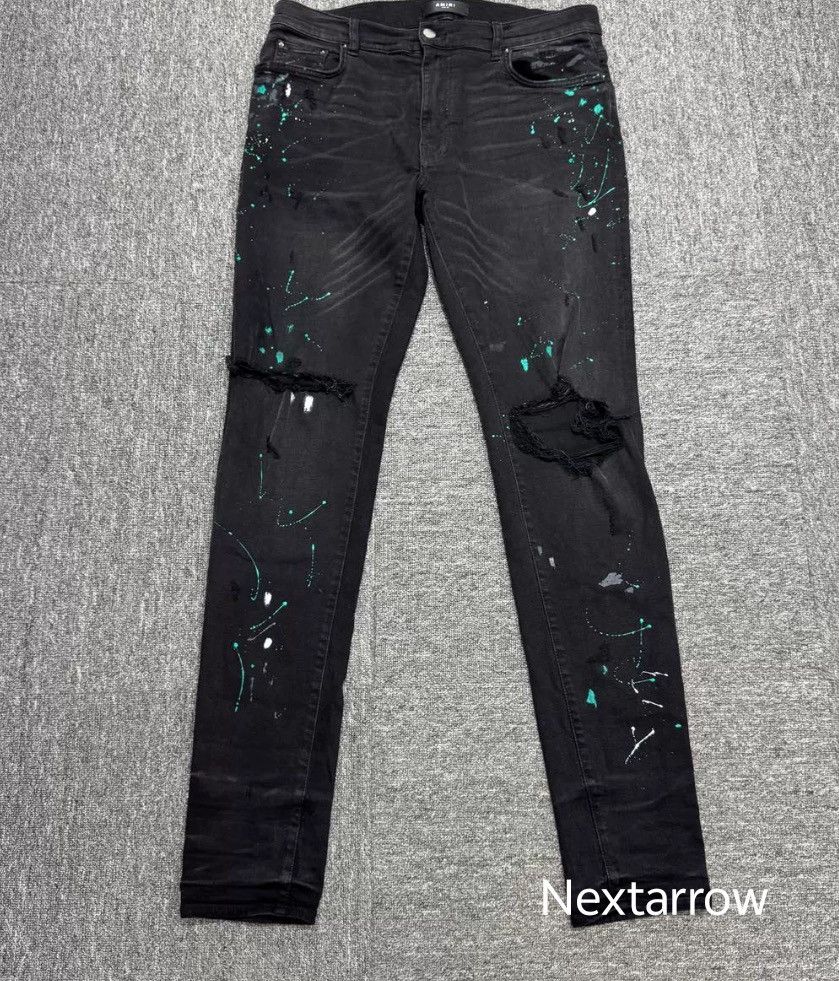 Amiri Black Ink Splash Jeans 2411-Nextarrow