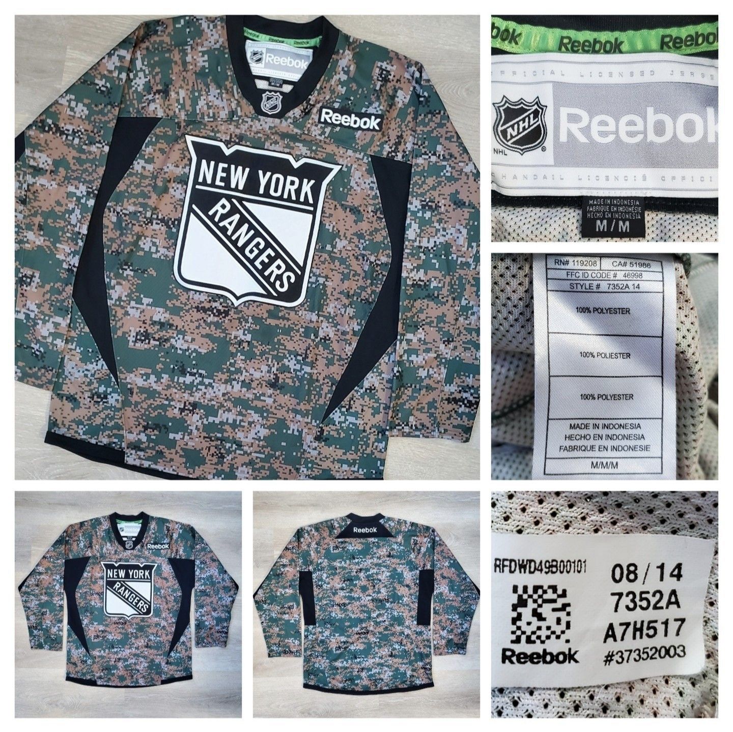 Reebok New York Rangers NHL Reebok Military Camo Vets Day Jersey Size US M / EU 48-50 / 2 - 1 Thumbnail