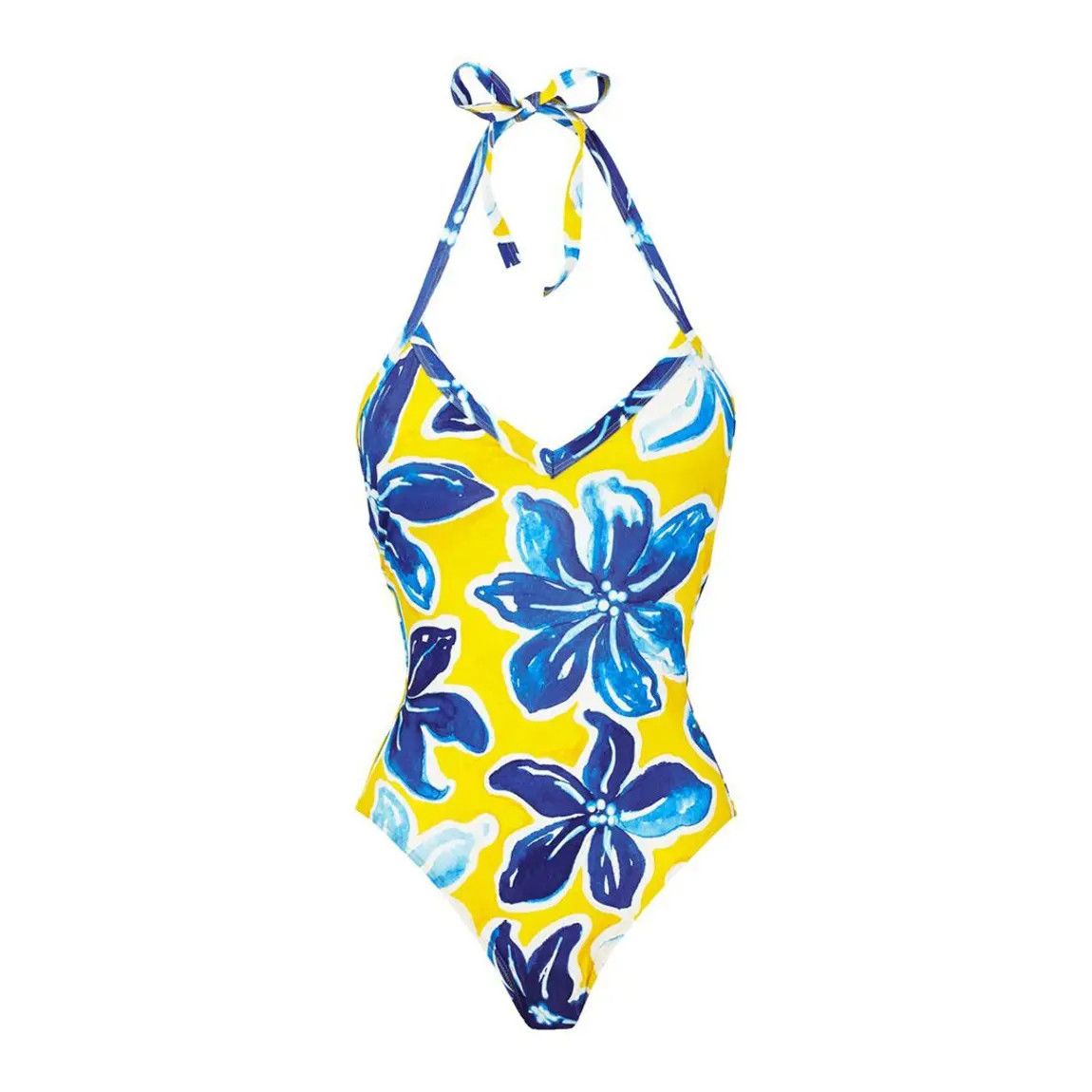 Vilebrequin VILEBREQUIN Lavida yellow floral print halterneck swimsuit Size 32" / US 10 / IT 46 - 3 Thumbnail