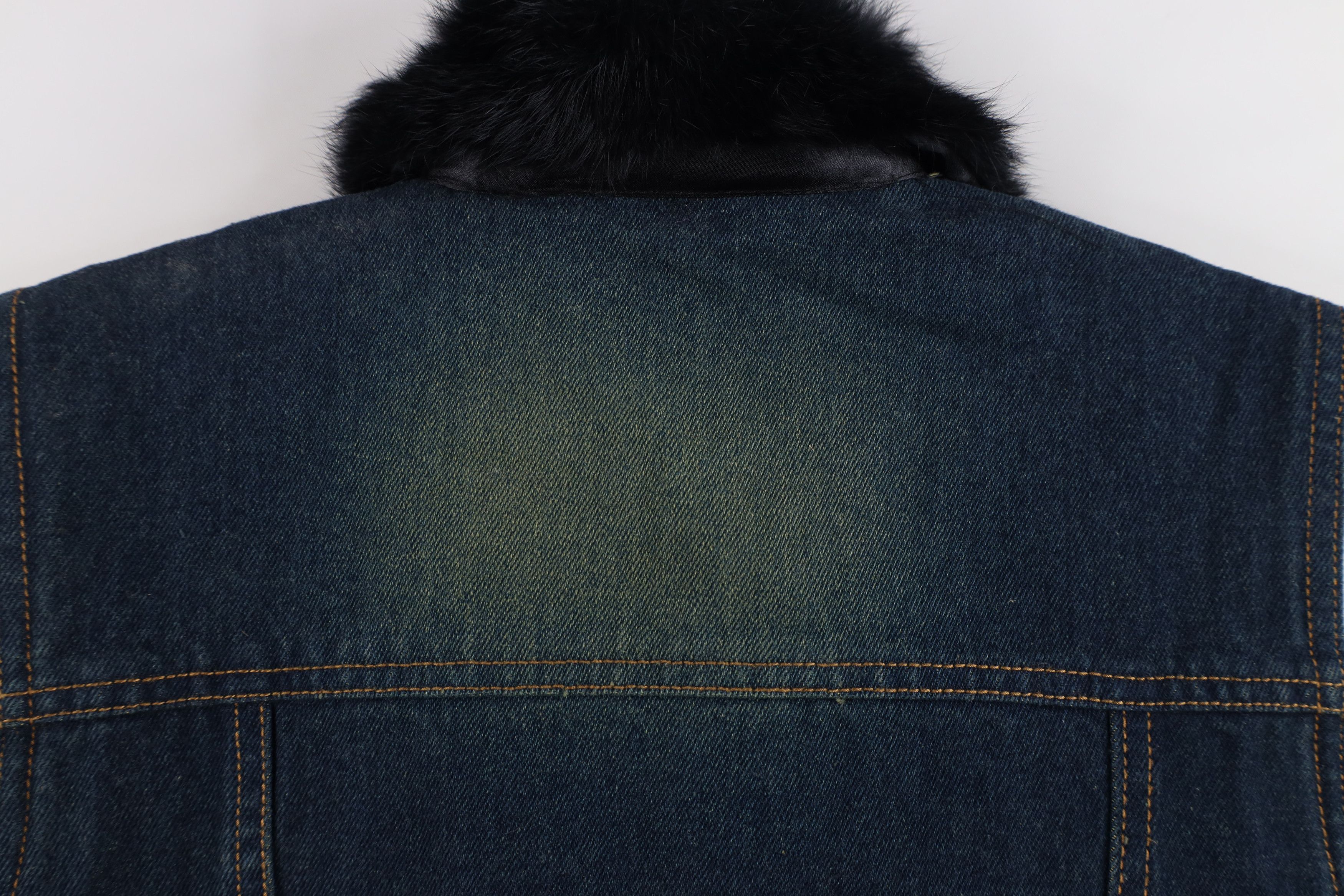 Vintage Vintage 90s Y2K Babydoll Fur Trim Sleeveless Denim Jean Vest Size L / US 10 / IT 46 - 11 Thumbnail