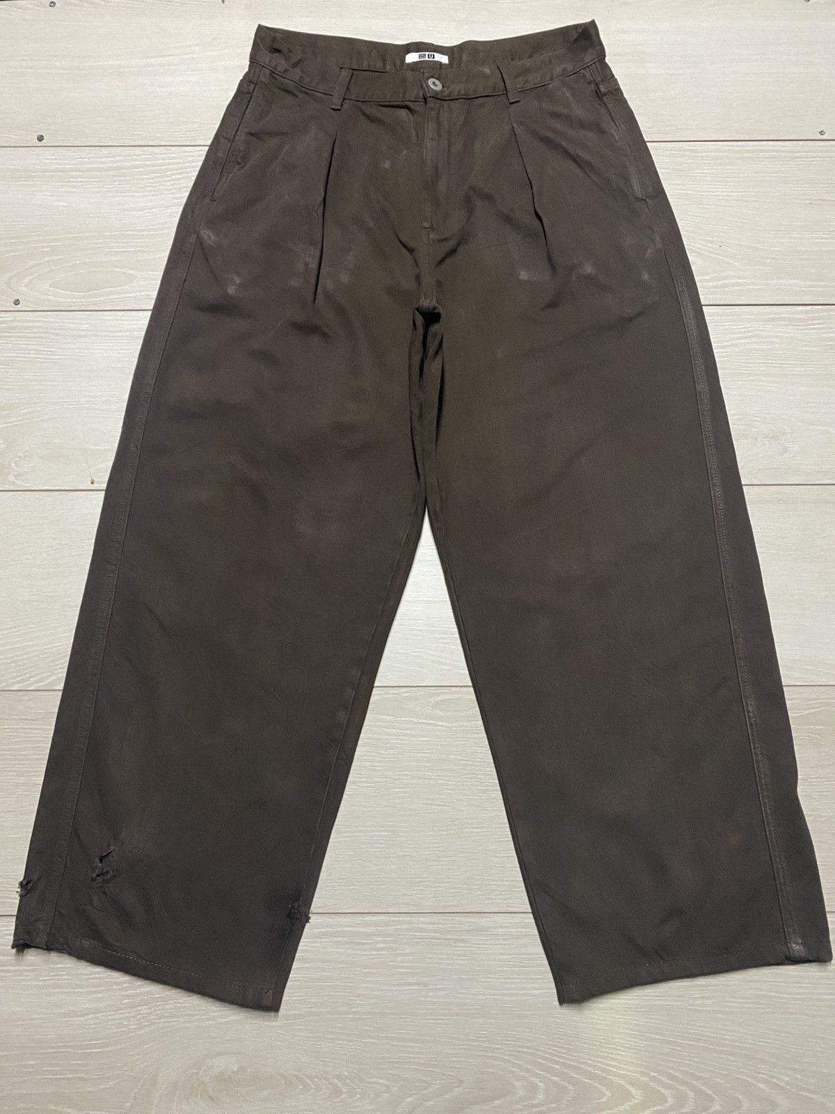 Jil Sander × Uniqlo Uniqlo Sky Brown Distressed Like Jnco Super Baggy Jeans Size US 30 / EU 46 - 1 Thumbnail