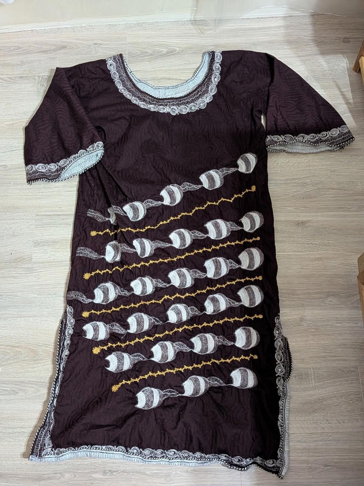 Handmade VTG Handmade Brown Tribal Embroidered Moo Moo Dress 3XL Size 3XL / US 20-22 - 3 Thumbnail