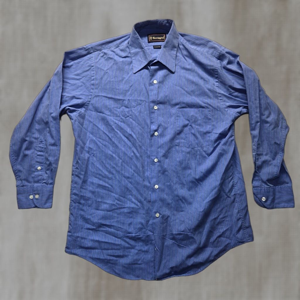 Vintage Barrington Shirt Men 16 Blue Solid Button-Up Long Sleeve Pocket Casual Size US L / EU 52-54 / 3 - 1 Thumbnail